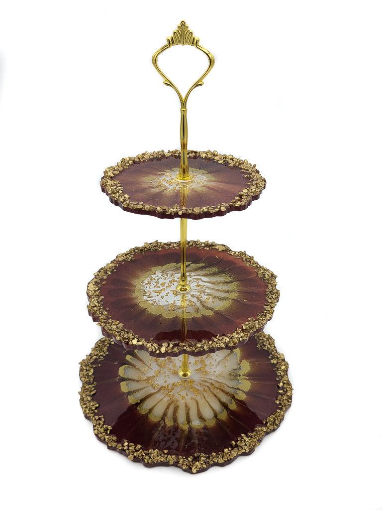 Resin Serving tray 3 tiers - Burgandy - sleekkut