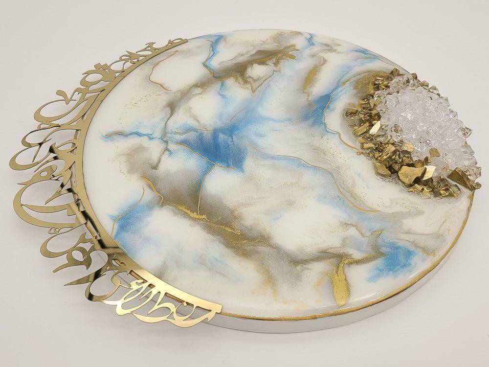 Resin wall Art with Arabic letters - White - sleekkut