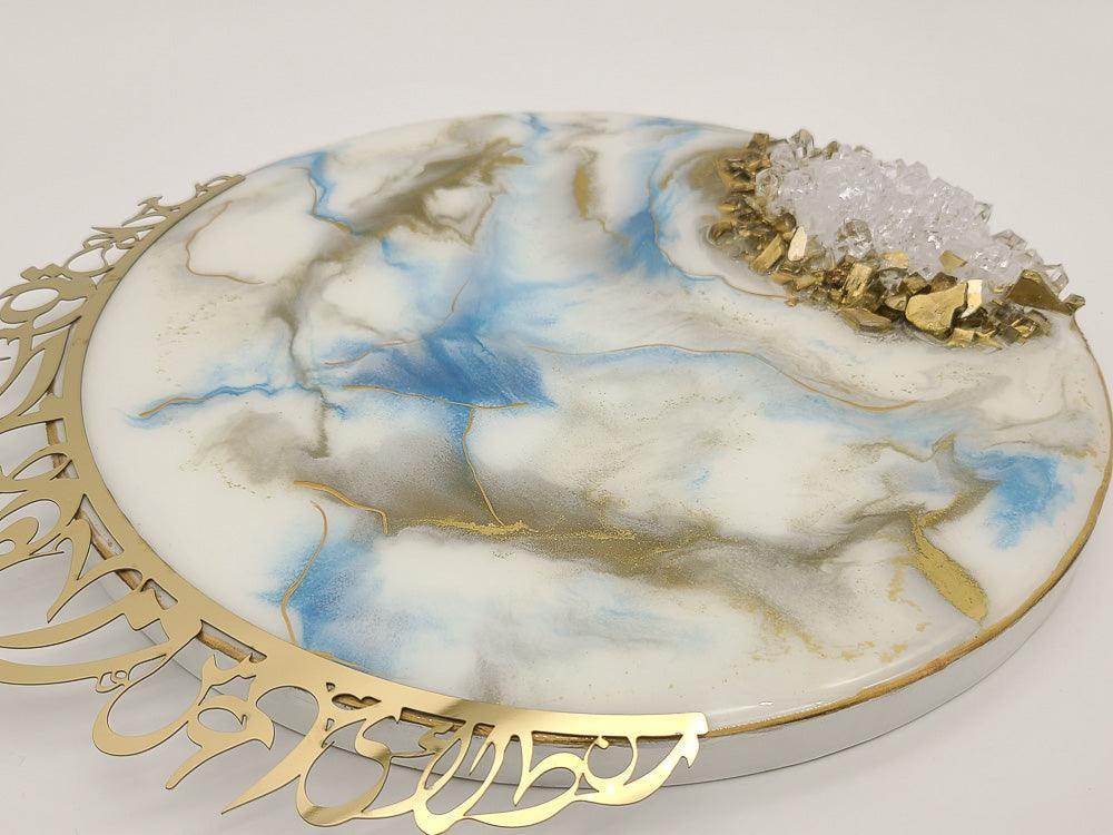 Resin wall Art with Arabic letters - White - sleekkut