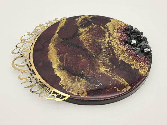 Resin wall Art with Arabic letters - Burgundy - sleekkut
