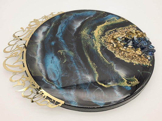 Resin wall Art with Arabic letters - Blue - sleekkut